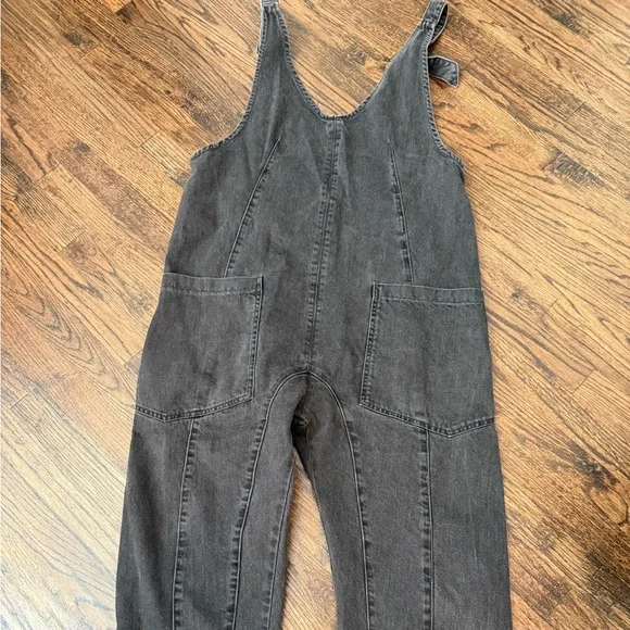 Free People High Roller Jumpsuit In Mineral Black Utility Suit Jumpsuit-kk23 - Picture 5 of 10